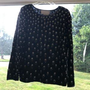 Adrienne Vittadini Silver/Black Beaded Top